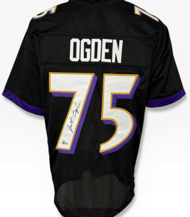 Baltimore Ravens Jonathan Ogden Autographed Pro Style Black Jersey BAS Authenticated