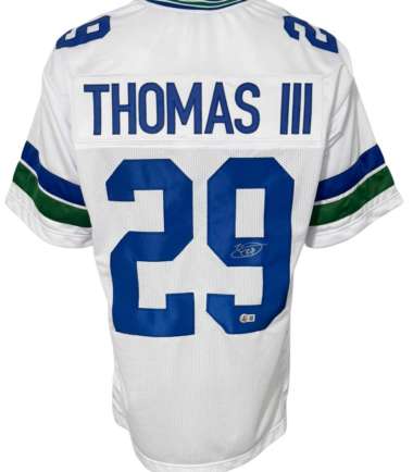Seattle Seahawks Earl Thomas II Autographed Pro Style White Throwback Jersey BAS Authenticated