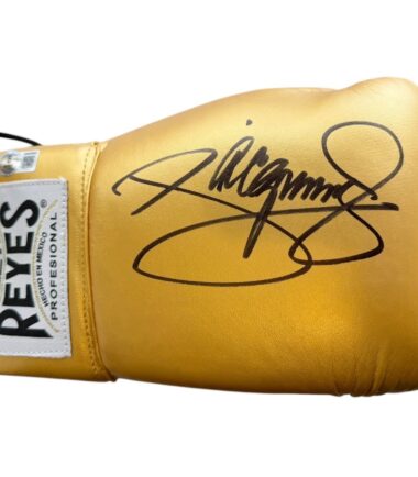 Manny Pacquiao Autographed Gold Cleto Reyes Boxing Glove BAS Authenticated