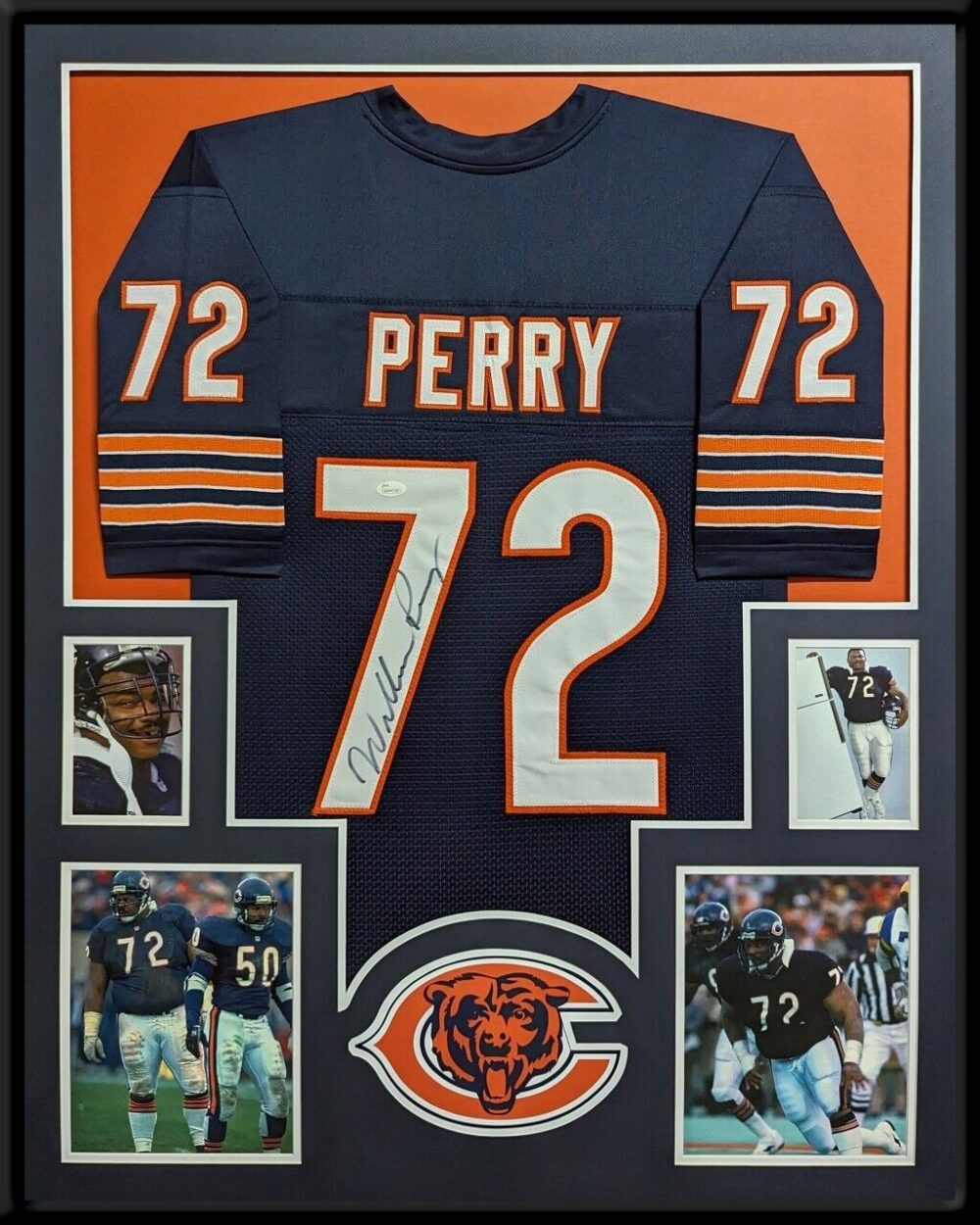 FRAMED CHICAGO BEARS WILLIAM FRIDGE PERRY AUTOGRAPHED SIGNED JERSEY JSA