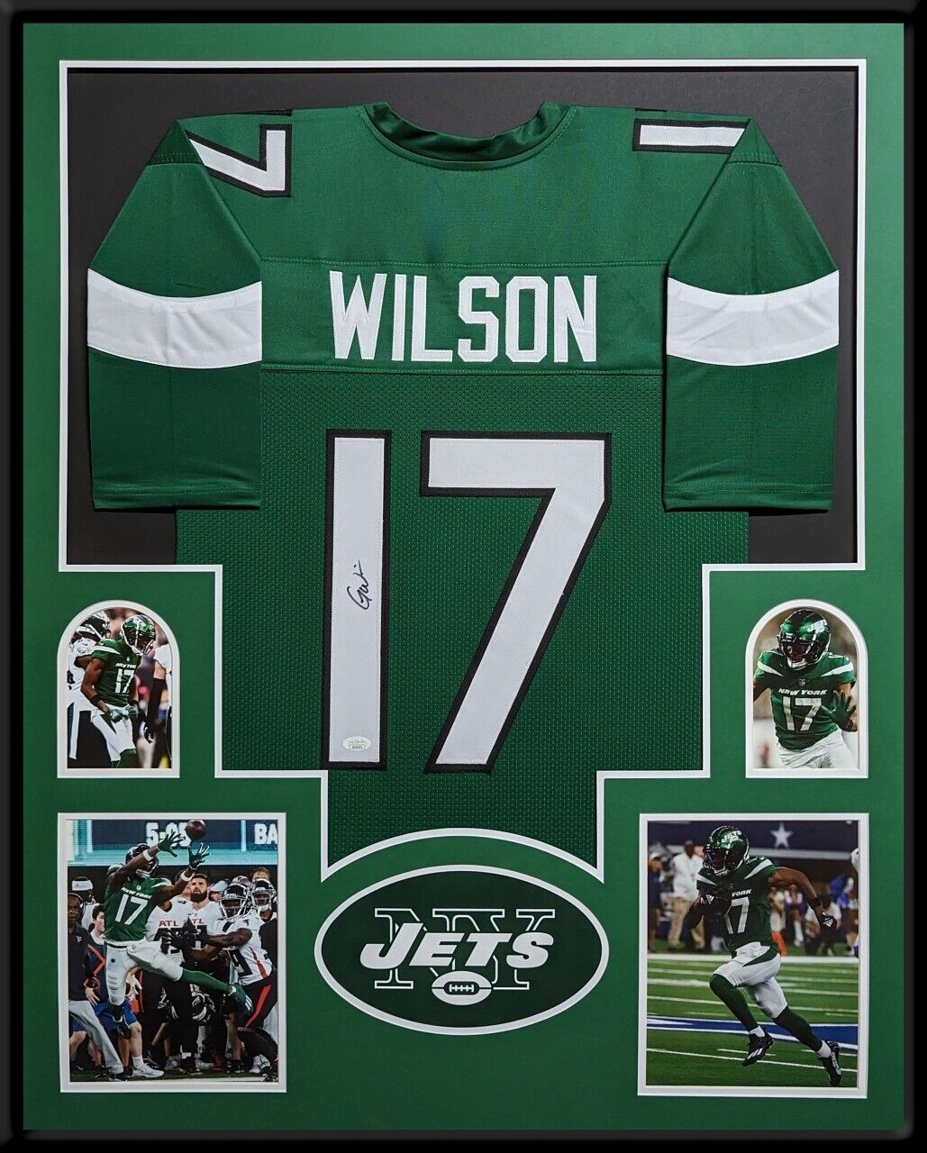 FRAMED NEW YORK JETS GARRETT WILSON AUTOGRAPHED SIGNED JERSEY JSA COA