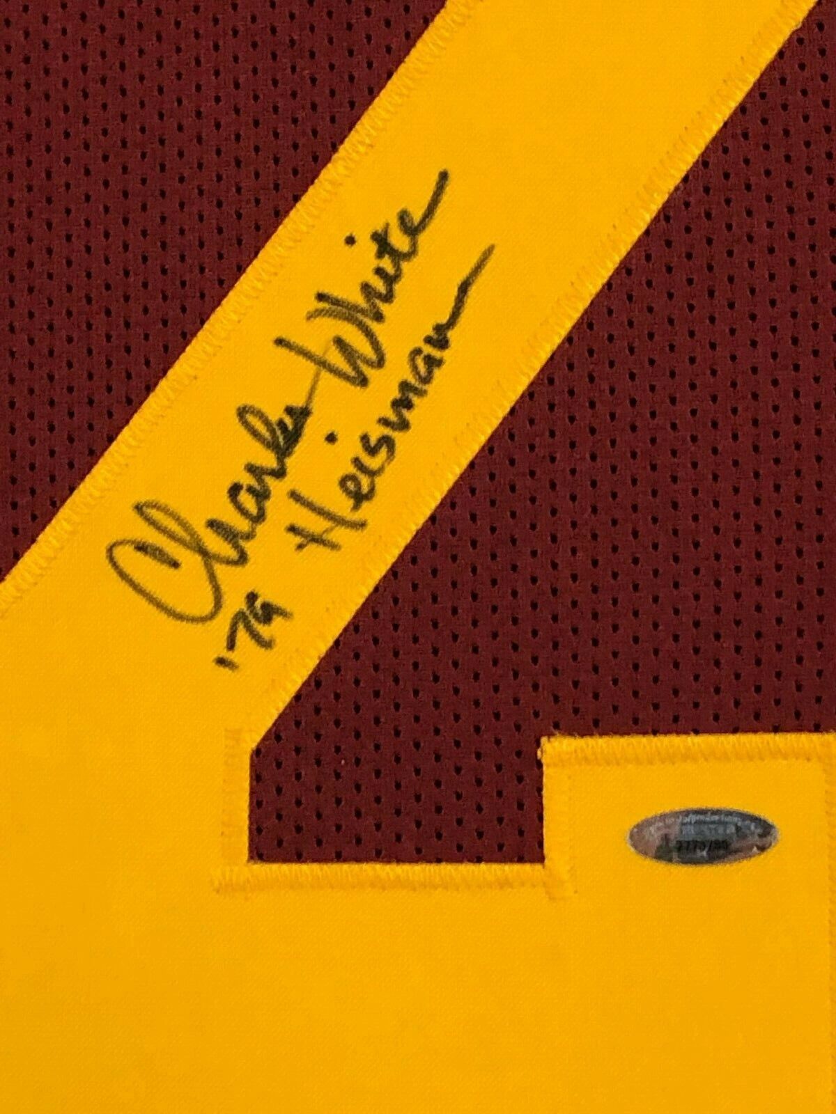 FRAMED USC TROJANS CHARLES WHITE AUTOGRAPHED SIGNED INSCRIBE JERSEY