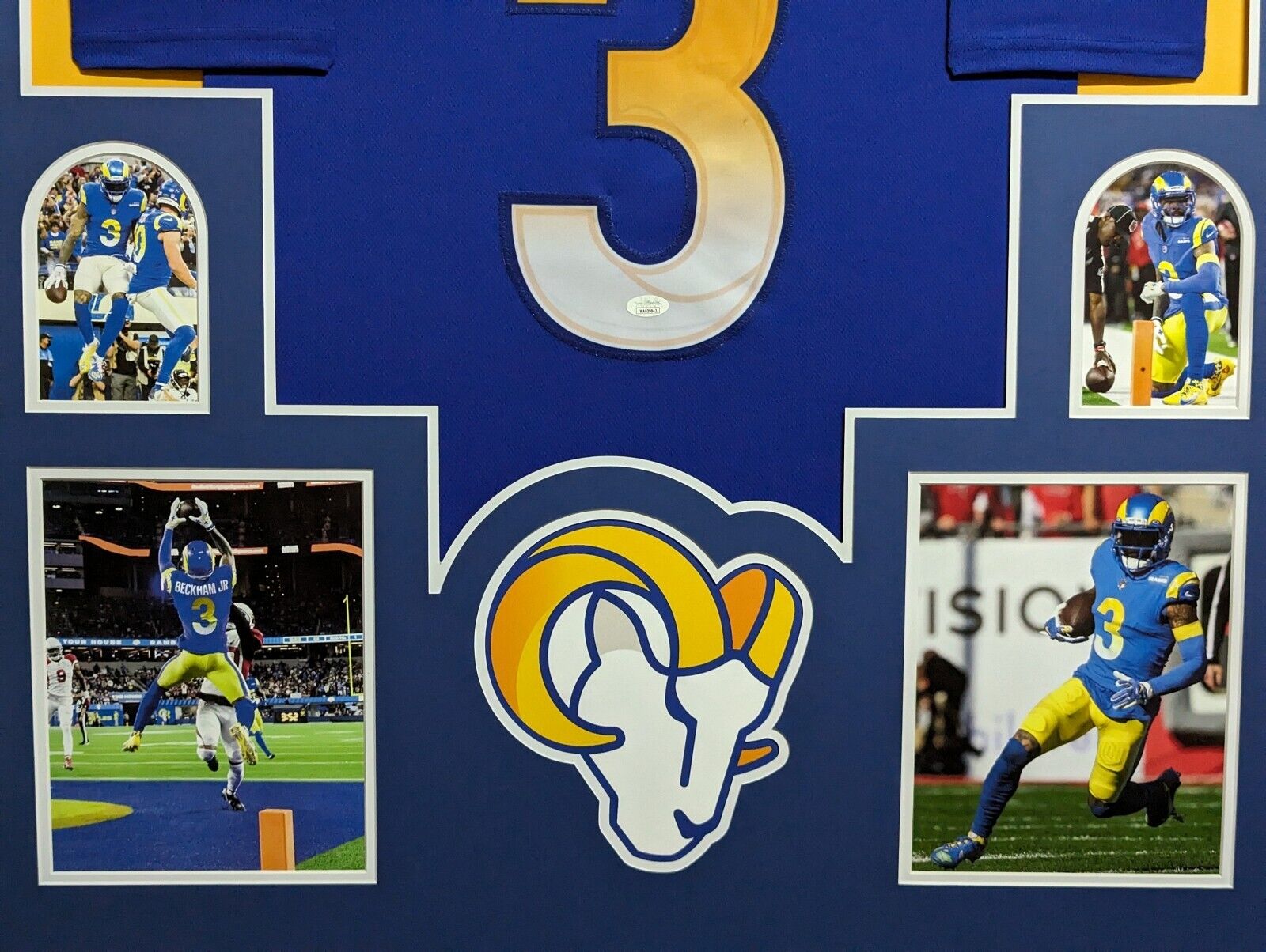 FRAMED LOS ANGELES RAMS ODELL BECKHAM JR AUTOGRAPHED SIGNED JERSEY JSA