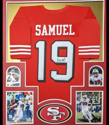 FRAMED SAN FRANCISCO 49ERS DEEBO SAMUEL AUTOGRAPHED SIGNED JERSEY JSA COA
