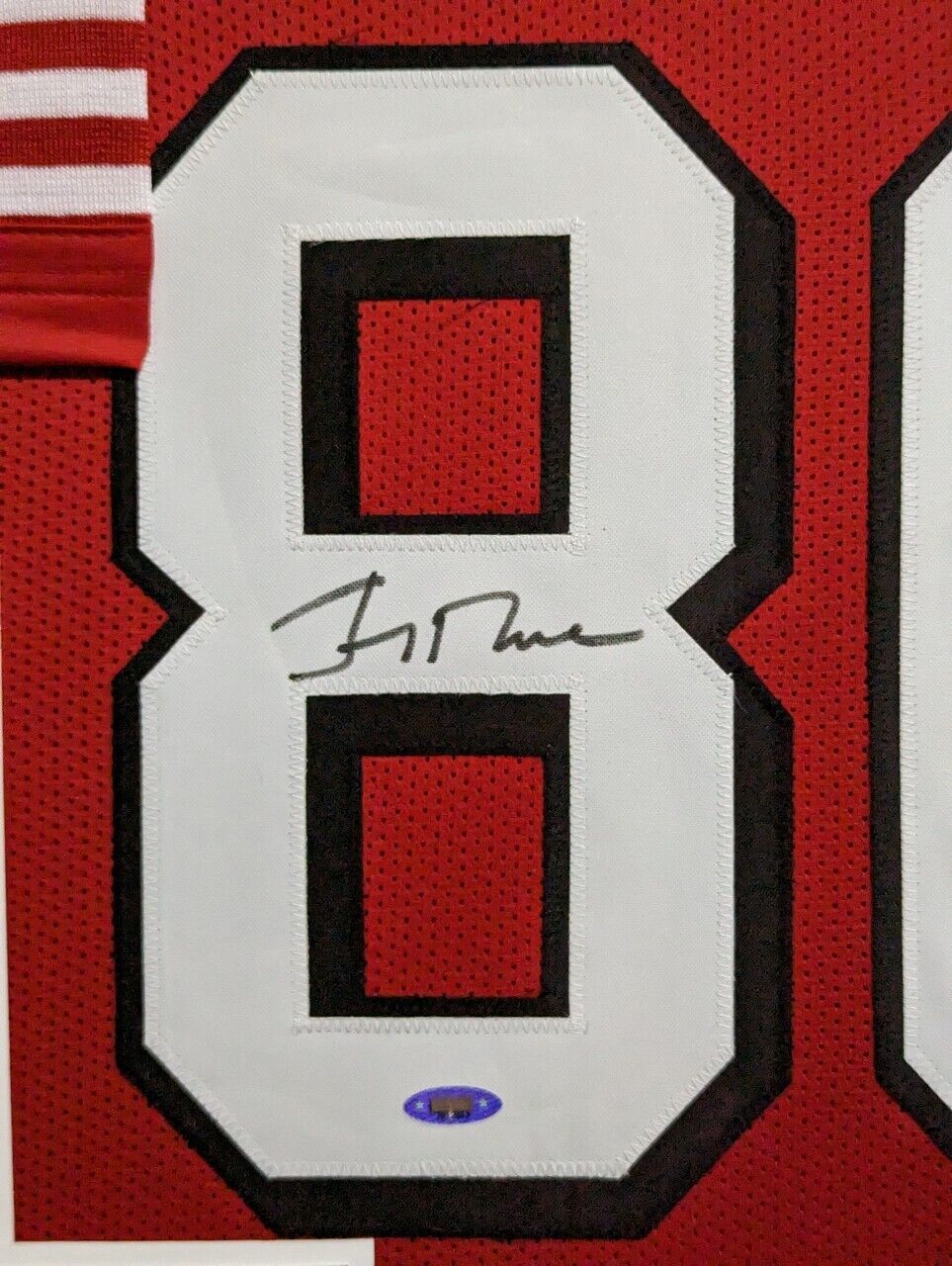 FRAMED IN SUEDE SAN FRANCISCO 49ERS JERRY RICE AUTOGRAPHED JERSEY