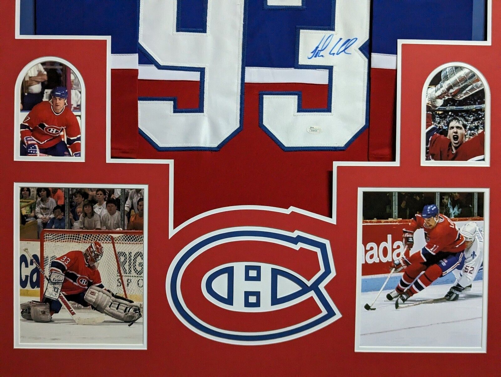 FRAMED MONTREAL CANADIENS PATRICK ROY & JOHN LECLAIR AUTOGRAPHED JERSEY
