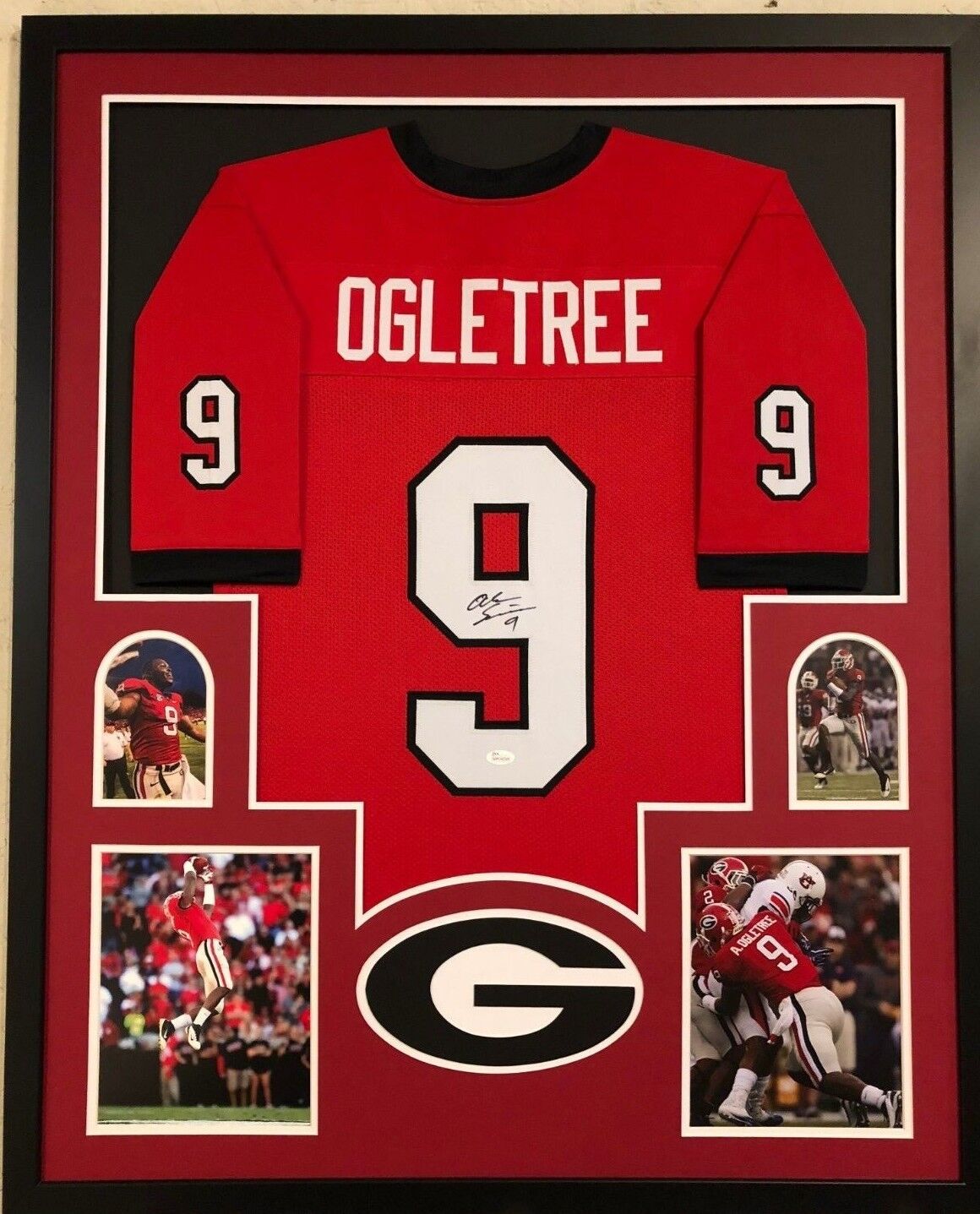 FRAMED BULLDOGS ALEC OGLETREE AUTOGRAPHED SIGNED JERSEY JSA COA