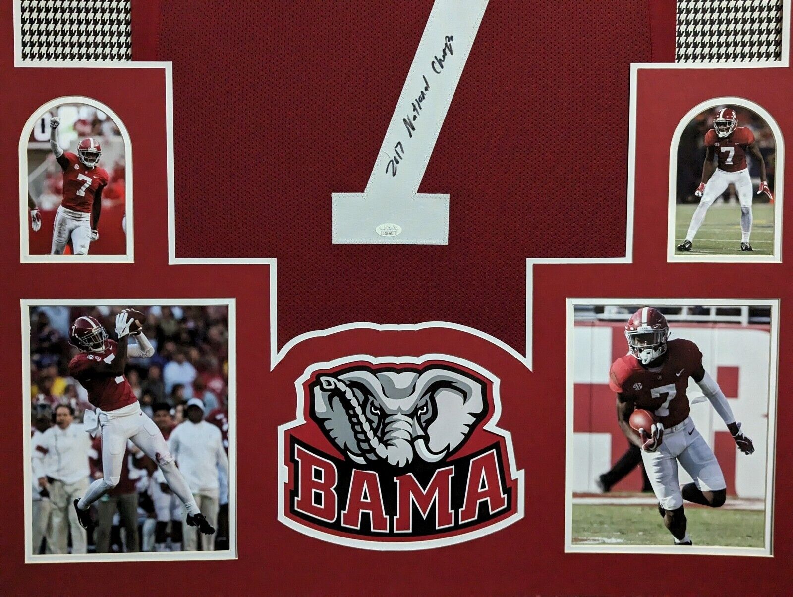 FRAMED ALABAMA CRIMSON TIDE STEFON DIGGS AUTOGRAPHED SIGNED JERSEY JSA