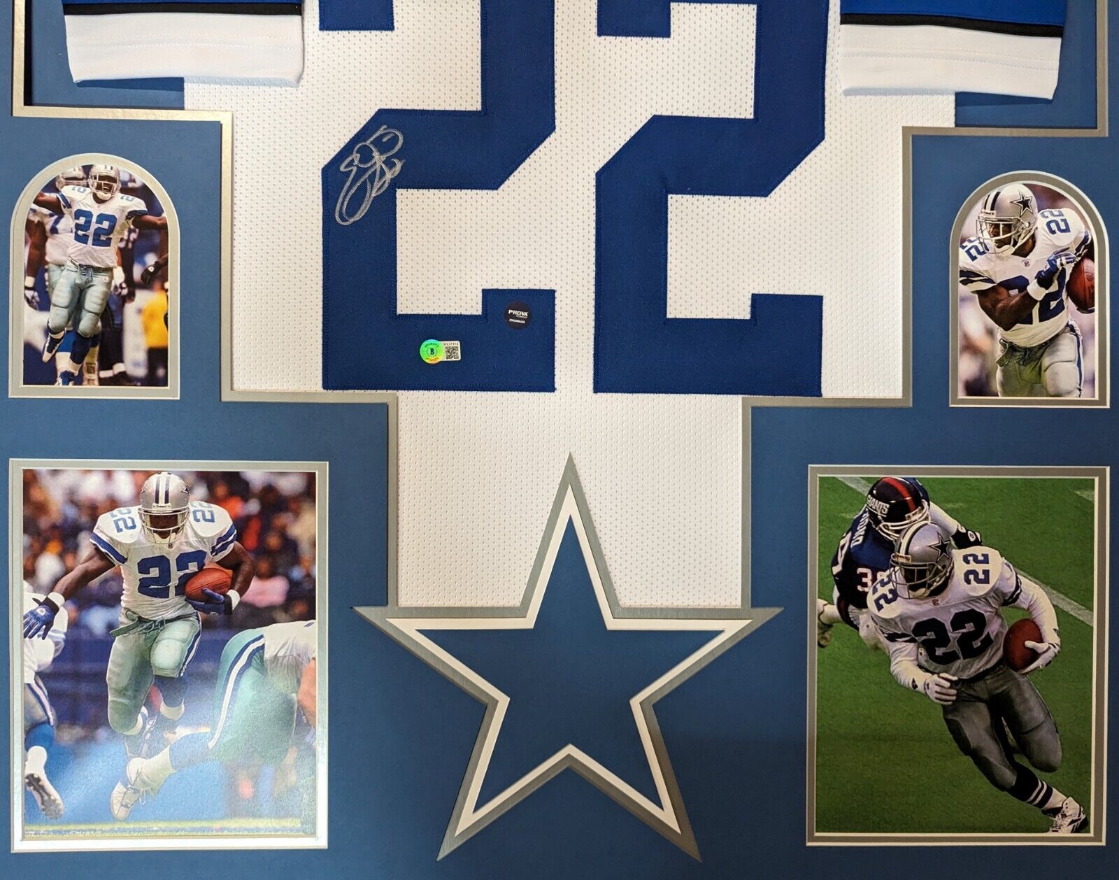 FRAMED DALLAS COWBOYS EMMITT SMITH AUTOGRAPHED SIGNED JERSEY BECKETT COA - Tennzone Sports 