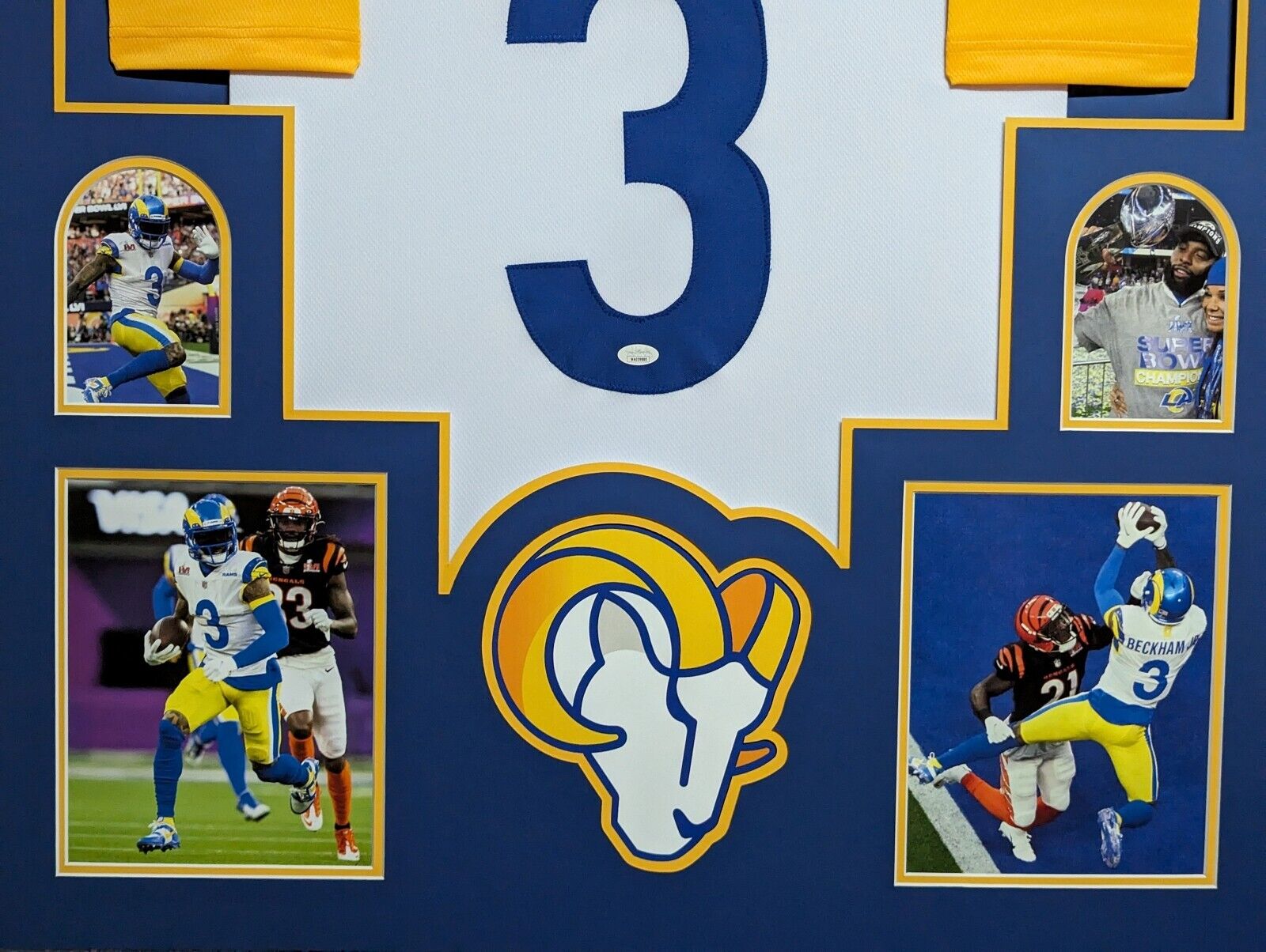 FRAMED LOS ANGELES RAMS ODELL BECKHAM JR AUTOGRAPHED SIGNED JERSEY JSA