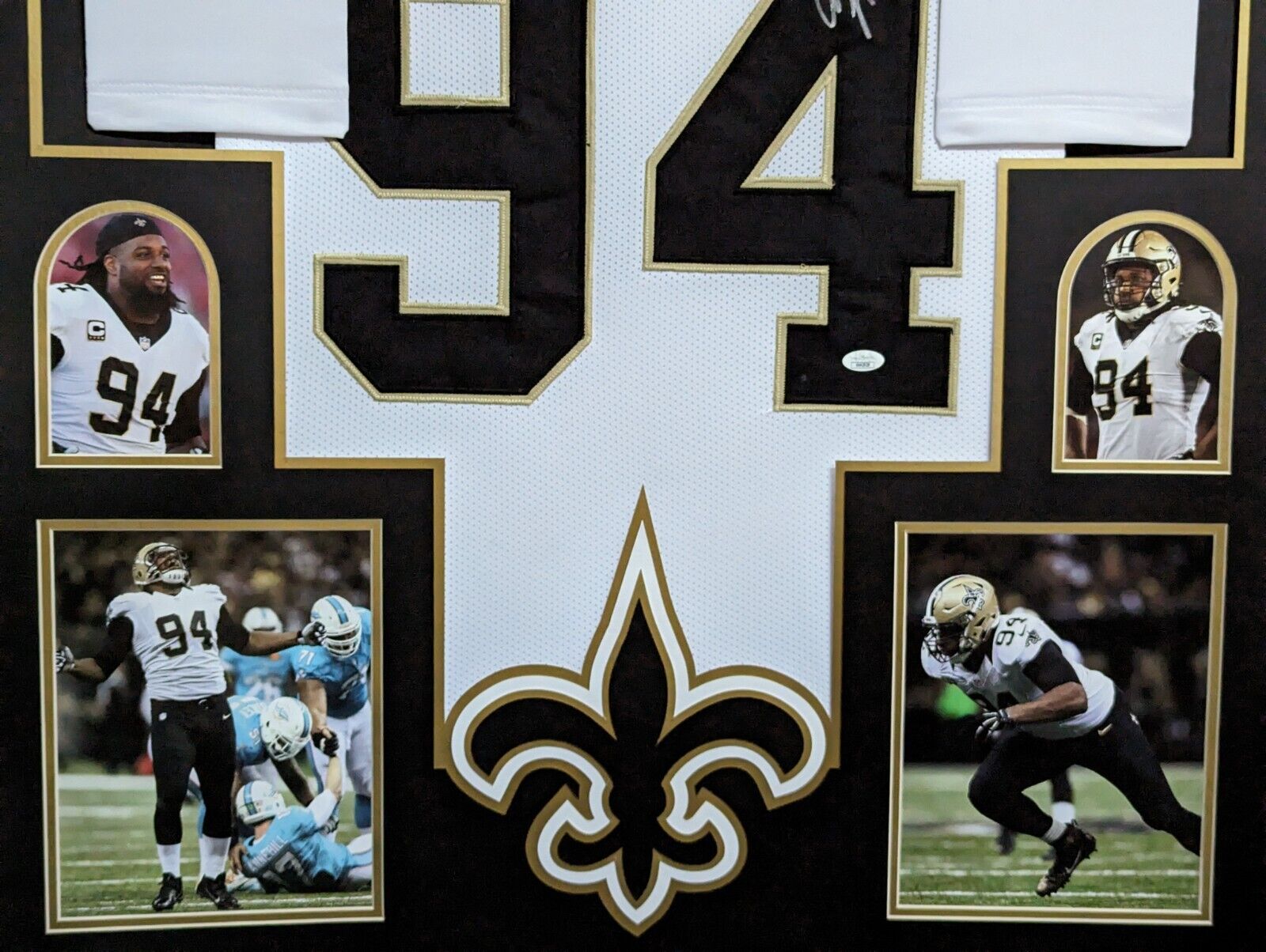 FRAMED NEW ORLEANS SAINTS CAMERON JORDAN AUTOGRAPHED SIGNED JERSEY JSA