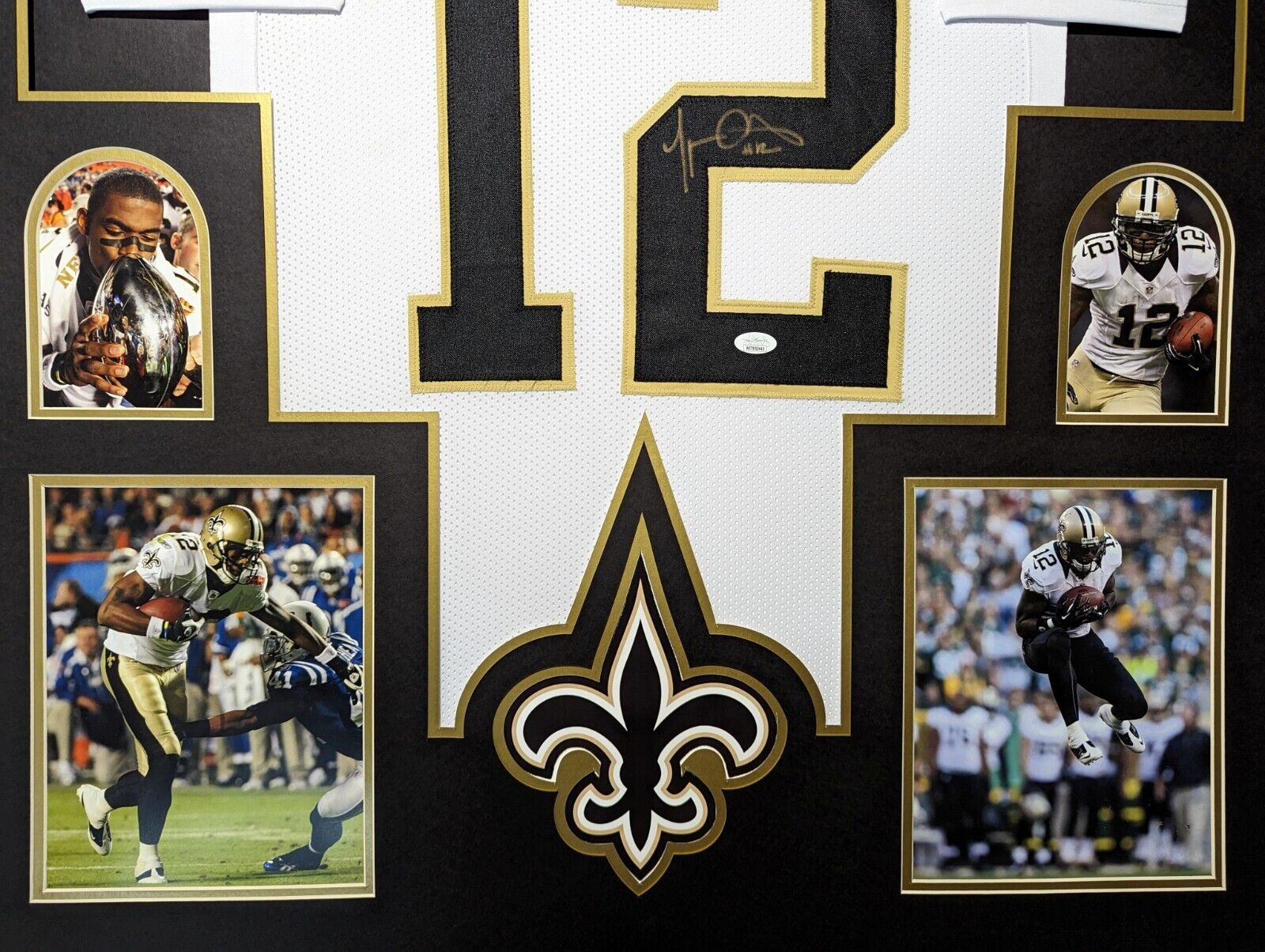 FRAMED NEW ORLEANS SAINTS MARQUES COLSTON AUTOGRAPHED SIGNED JERSEY JSA