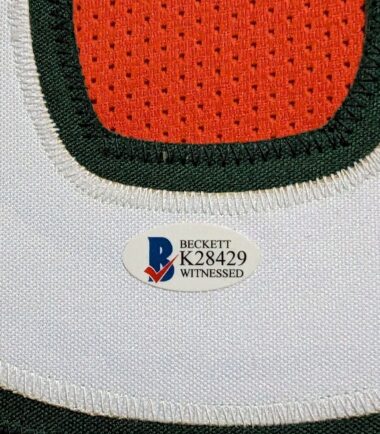 FRAMED-MIAMI-HURRICANES-DUKE-JOHNSON-AUTOGRAPHED-SIGNED-JERSEY-BECKETT-COA-166463480076-4