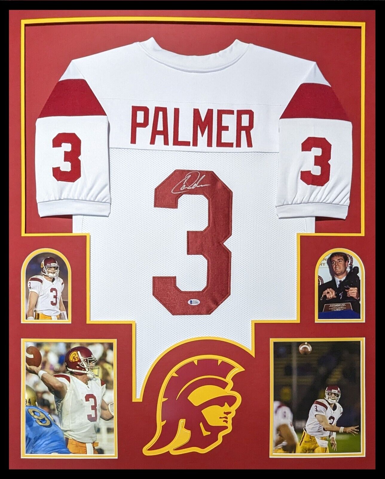 FRAMED USC TROJANS CARSON PALMER AUTOGRAPHED SIGNED JERSEY BECKETT COA