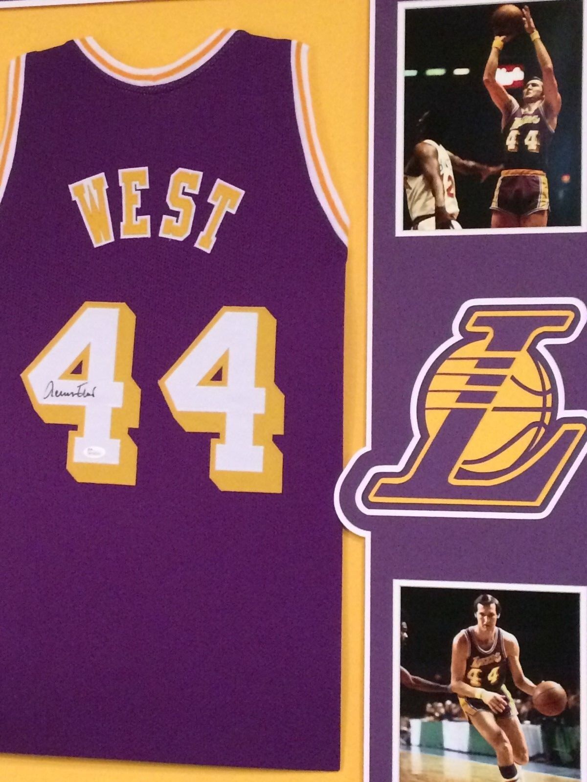 FRAMED JERRY WEST AUTOGRAPHED SIGNED L.A. LAKERS JERSEY JSA COA
