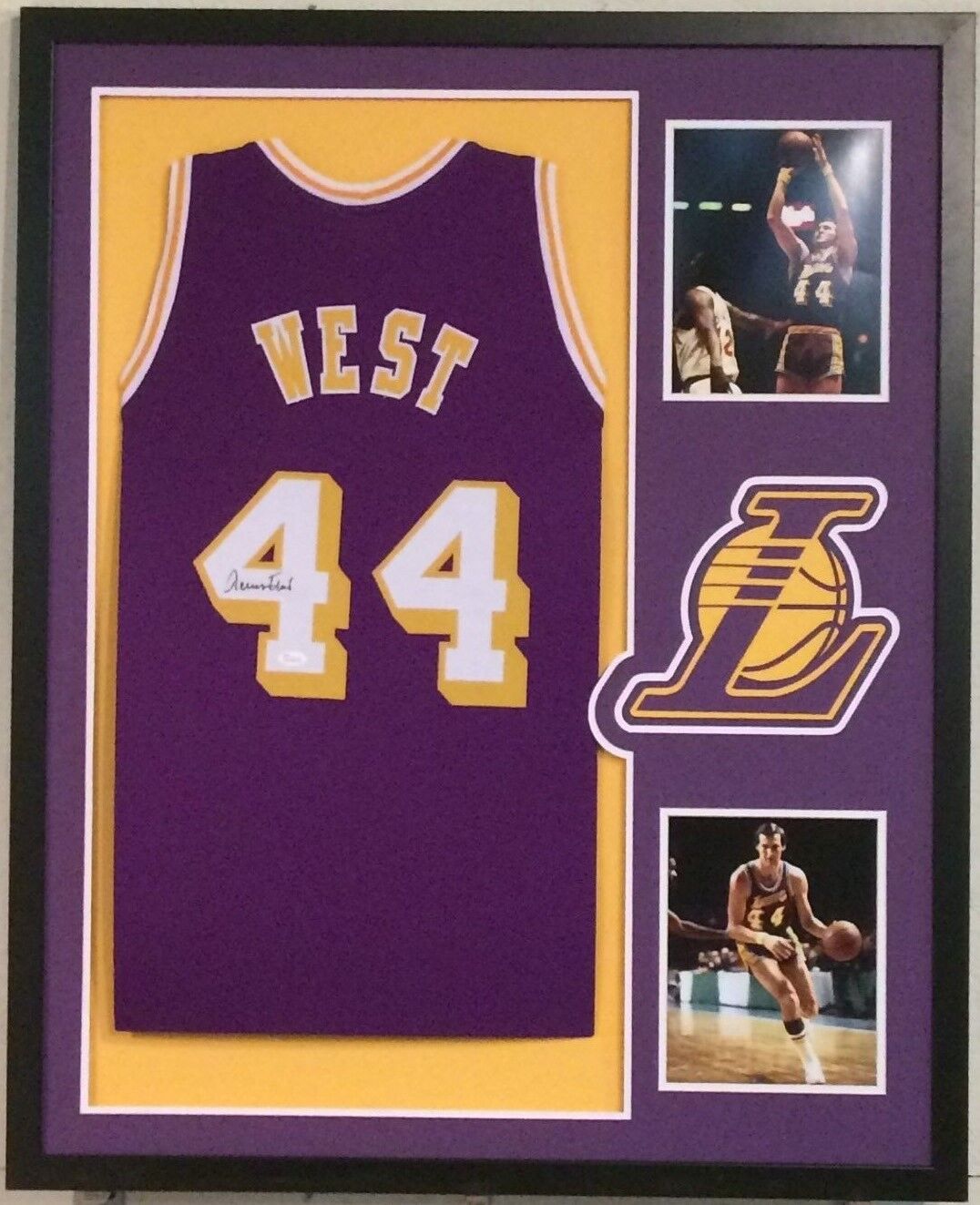 FRAMED JERRY WEST AUTOGRAPHED SIGNED L.A. LAKERS JERSEY JSA COA
