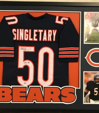 FRAMED MIKE SINGLETARY AUTOGRAPHED SIGNED INSCRIBED CHICAGO BEARS JERSEY BAS COA