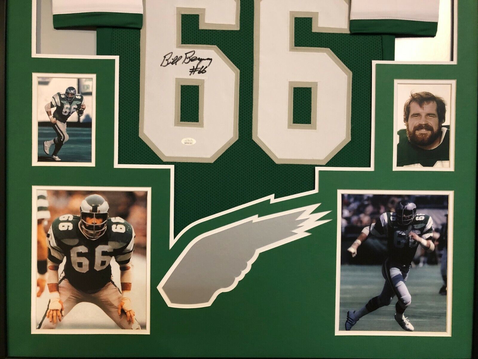 FRAMED PHILADELPHIA EAGLES BILL BERGEY AUTOGRAPHED SIGNED JERSEY JSA