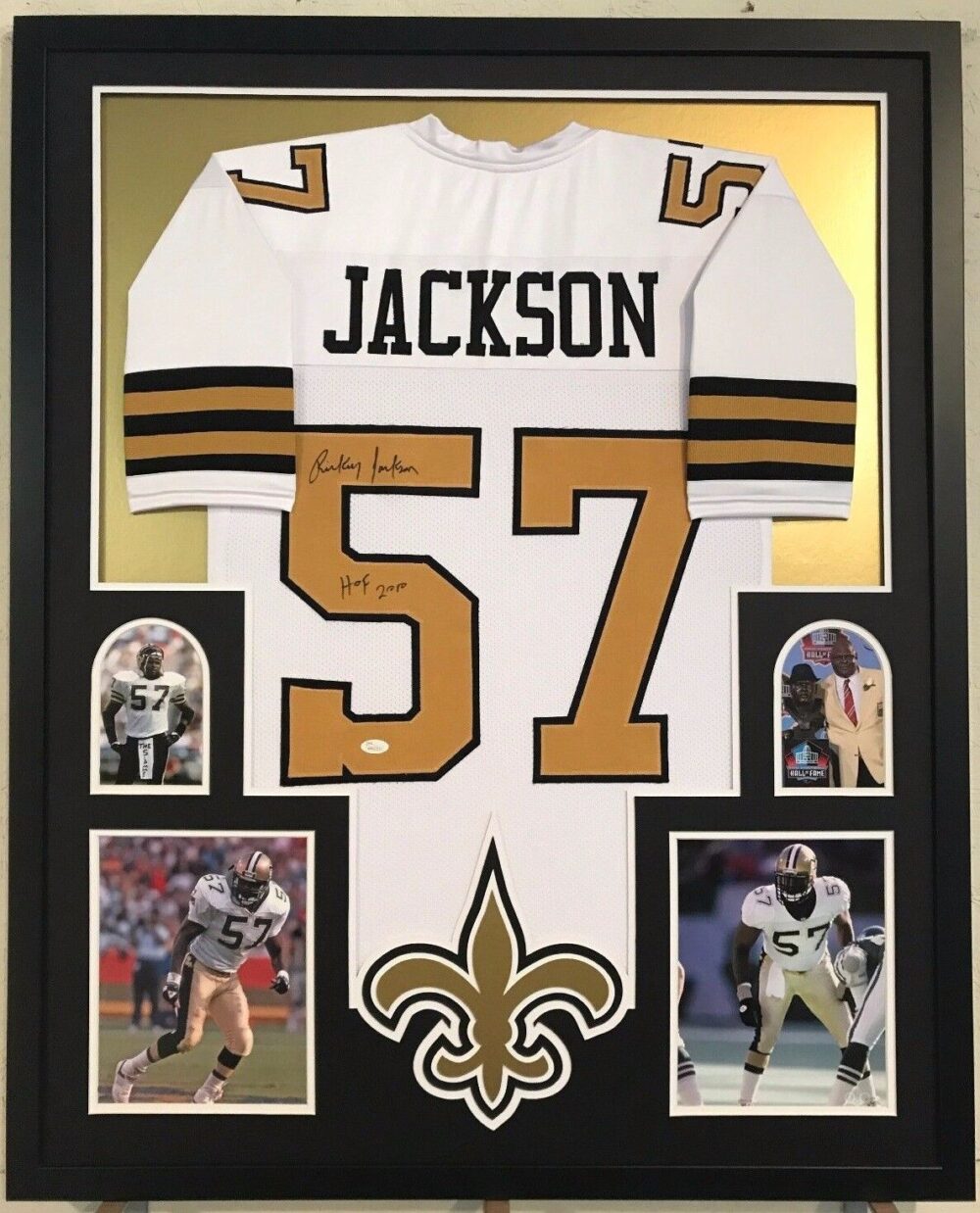 FRAMED RICKEY JACKSON AUTOGRAPHED SIGNED INSC NEW ORLEANS SAINTS JERSEY ...