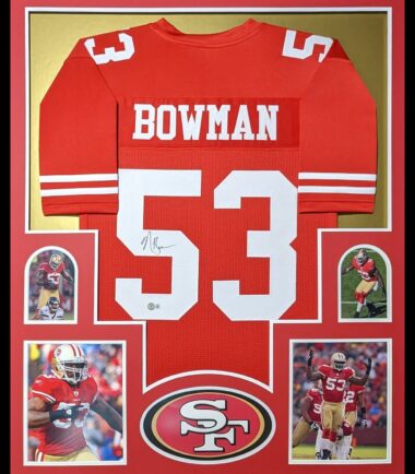 FRAMED SAN FRANCISCO 49ERS NAVORRO BOWMAN AUTOGRAPHED SIGNED JERSEY BECKETT HOLO