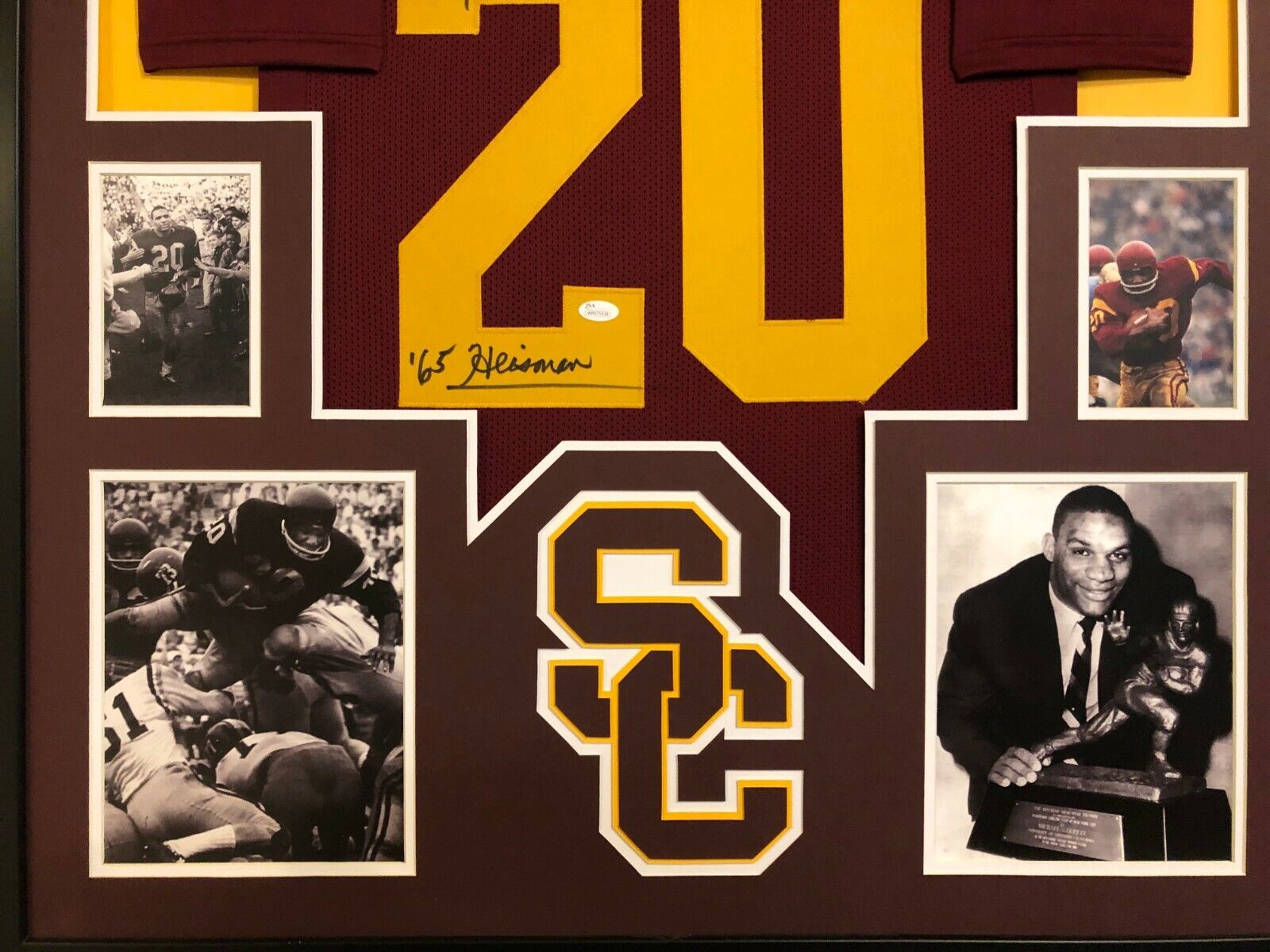 FRAMED USC TROJANS MIKE GARRETT AUTOGRAPHED SIGNED INSCRIBED JERSEY JSA