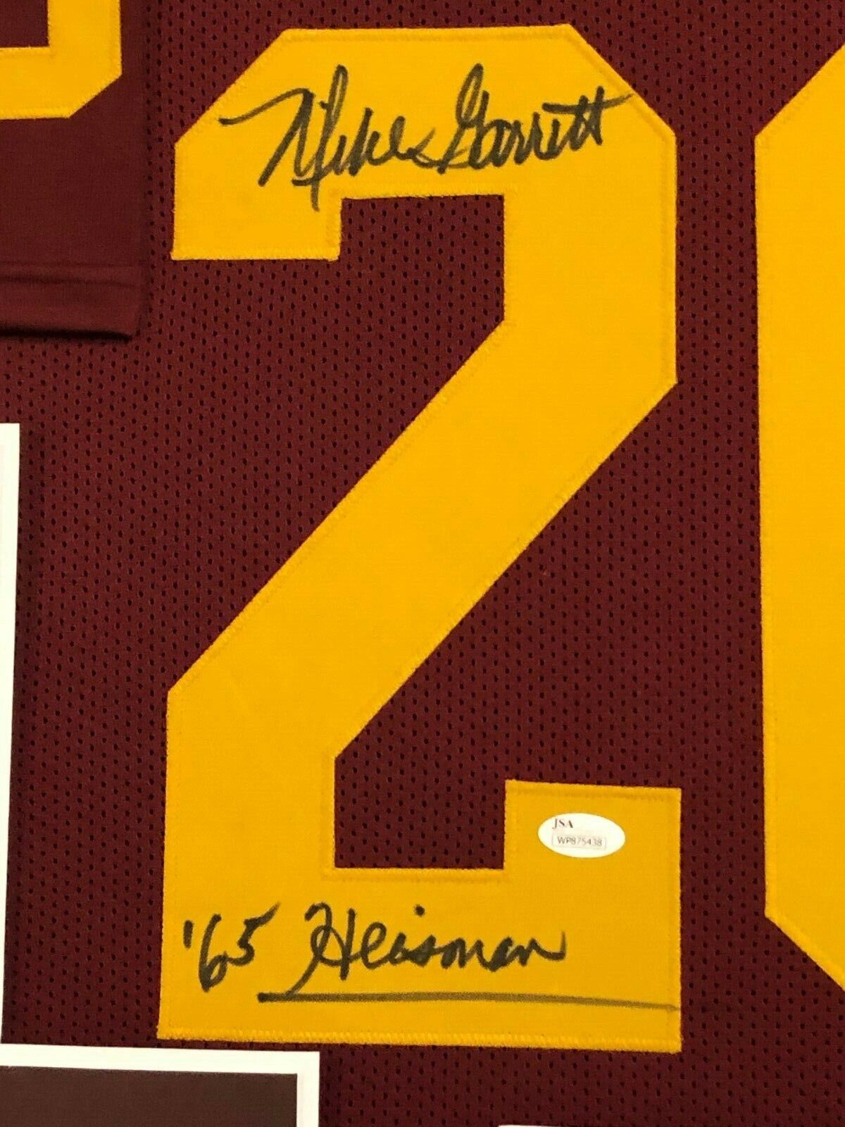 FRAMED USC TROJANS MIKE GARRETT AUTOGRAPHED SIGNED INSCRIBED JERSEY JSA