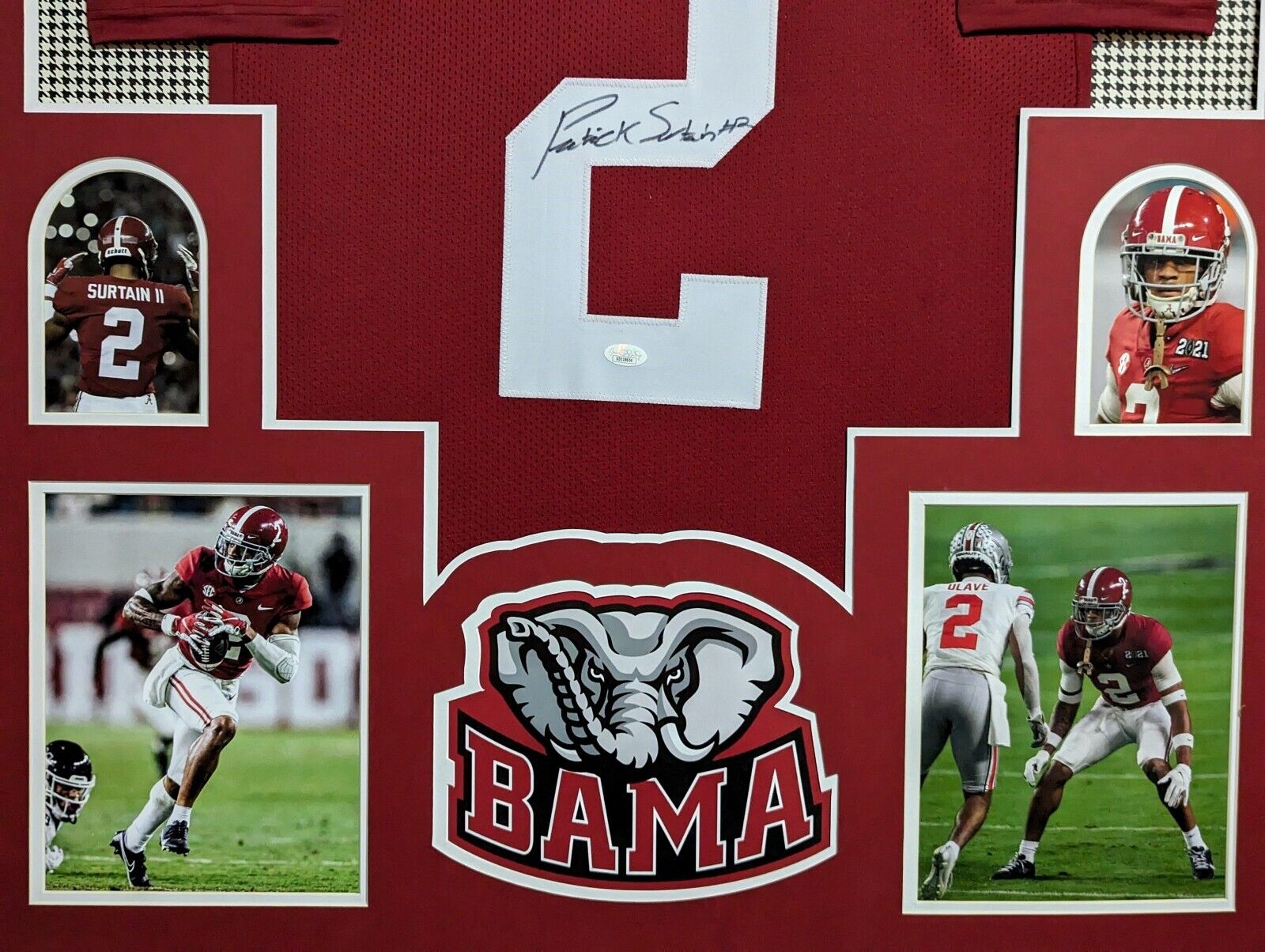 FRAMED ALABAMA CRIMSON TIDE PAT SURTAIN II AUTOGRAPHED SIGNED JERSEY