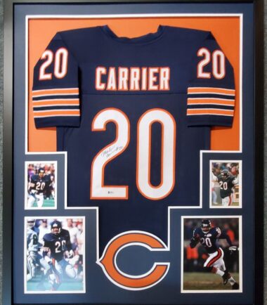 FRAMED CHICAGO BEARS MARK CARRIER AUTOGRAPHED SIGNED JERSEY BECKETT COA