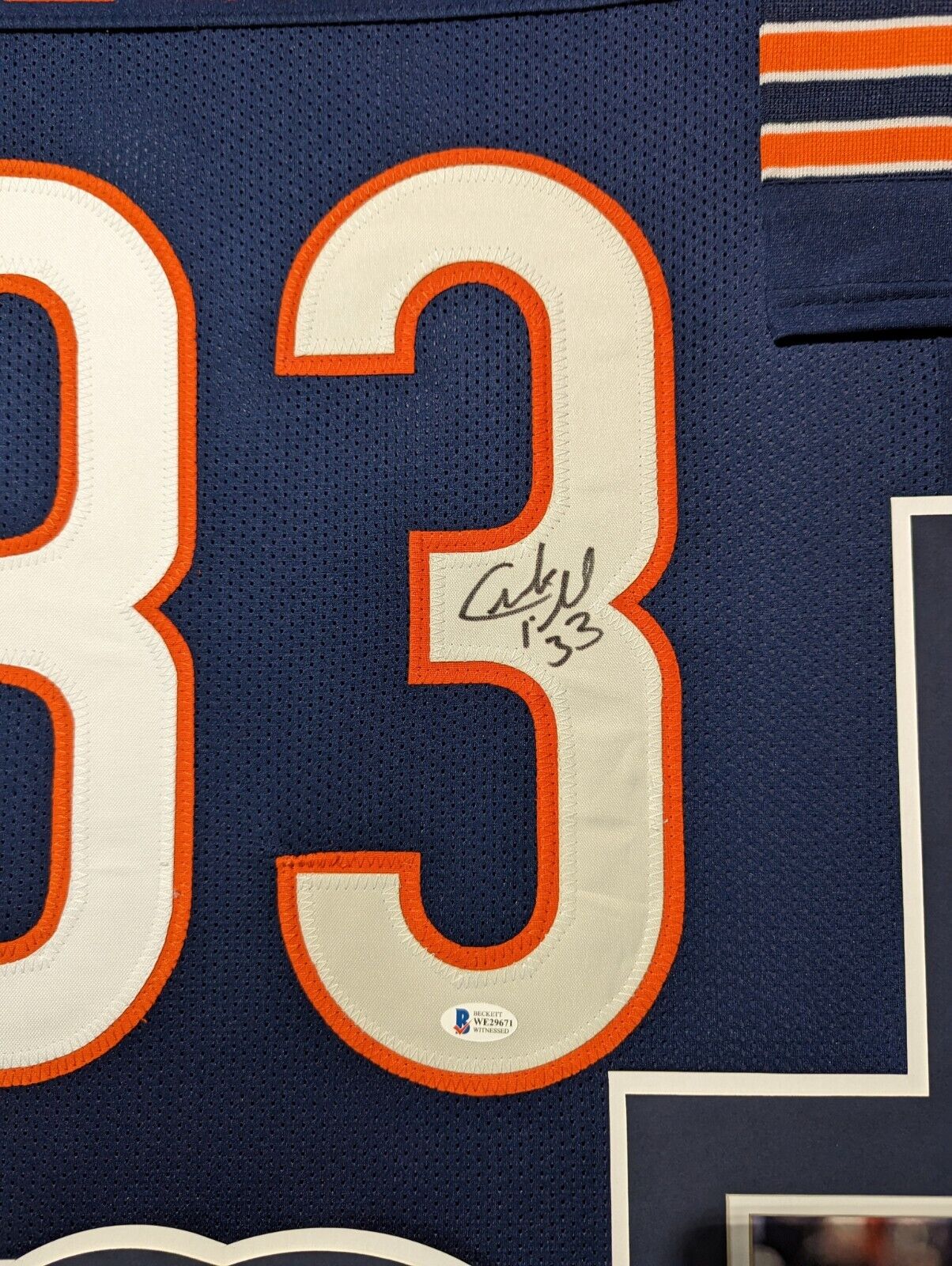 FRAMED CHICAGO BEARS CHARLES PEANUT TILLMAN SIGNED JERSEY BECKETT COA