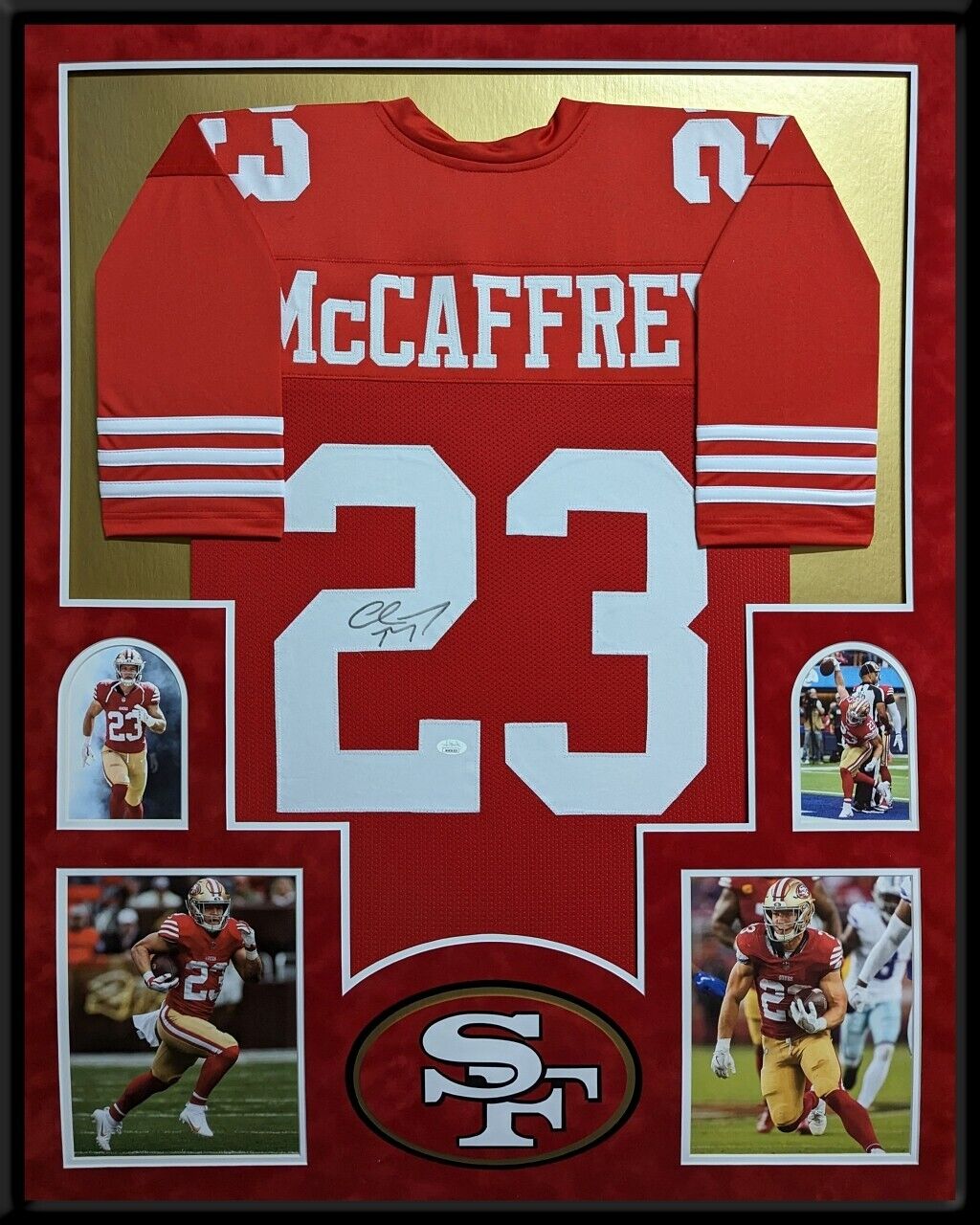 framed-in-suede-san-francisco-49ers-christian-mccaffrey-signed-jersey