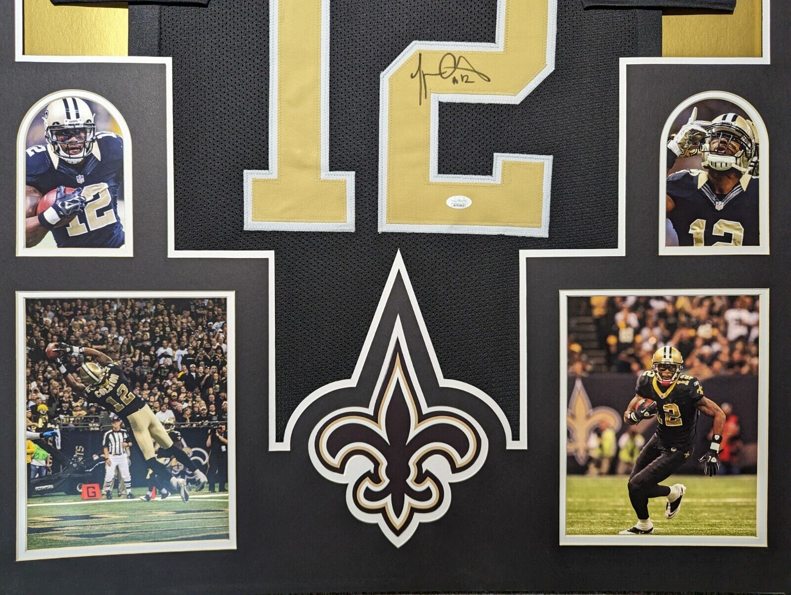 FRAMED NEW ORLEANS SAINTS MARQUES COLSTON AUTOGRAPHED SIGNED JERSEY JSA